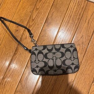 Coach Monogram Wristlet in Black and Brown